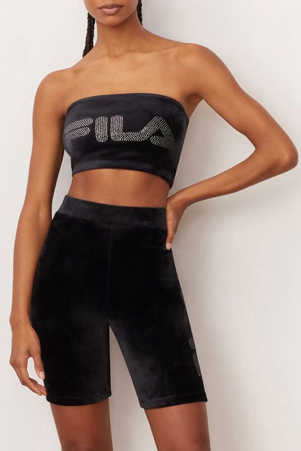 Camisetas Manga Corta Fila Mujer Negras - Iman Bandeau - España 963745VUS